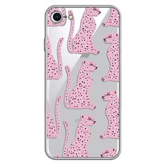 Чохол прозорий Print Meow для iPhone 7 | 8 | SE 2 | SE 3 Leopard Pink купити
