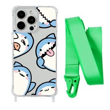Чохол прозорий з ремінцем Print Shark для iPhone 11 PRO Shark More/Lime Green - ash-mobile.com.ua - фото 1