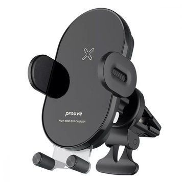 Автомобільний тримач з бездротовою зарядкою Proove Rounded Energy 15W Black - ash-mobile.com.ua - фото 1