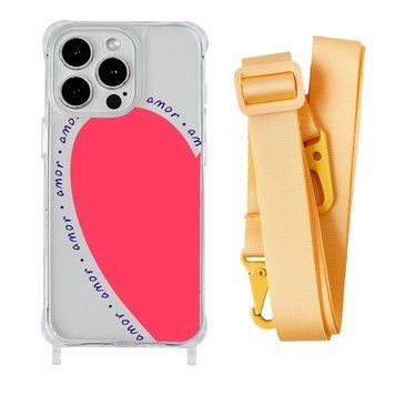 Чохол прозорий з ремінцем Print Mood swings для iPhone X | XS Heart Amor/Yellow - ash-mobile.com.ua - фото 1