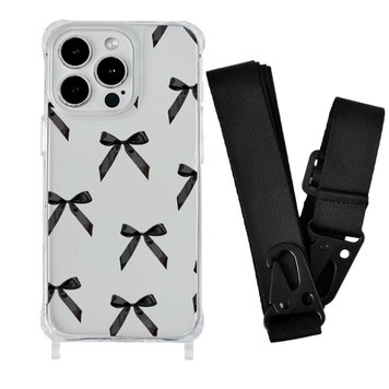 Чохол прозорий з ремінцем Print Mood swings для iPhone 15 Plus Bow Black/Black - ash-mobile.com.ua - фото 1