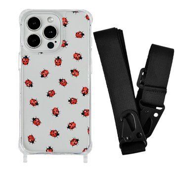 Чохол прозорий з ремінцем Print Happy Nice для iPhone 11 PRO MAX Lazybug/Black - ash-mobile.com.ua - фото 1