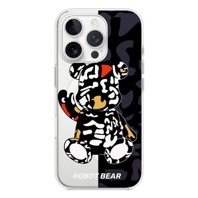 Чехол прозрачный Print Robot Bear with MagSafe для iPhone 16 PRO Black - ash-mobile.com.ua - фото 2