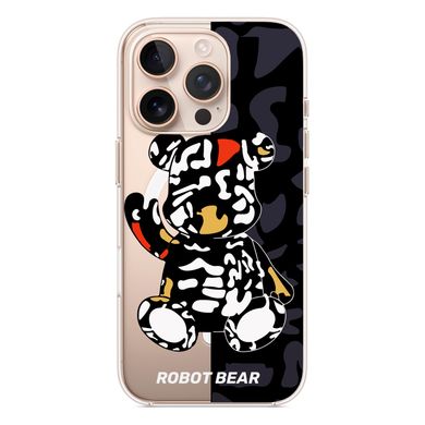 Чехол прозрачный Print Robot Bear with MagSafe для iPhone 16 PRO Black - ash-mobile.com.ua - фото 4