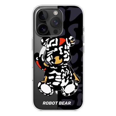 Чехол прозрачный Print Robot Bear with MagSafe для iPhone 16 PRO Black - ash-mobile.com.ua - фото 3