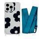 Чохол прозорий з ремінцем Print Flower Color для iPhone X | XS Black/Forest Green