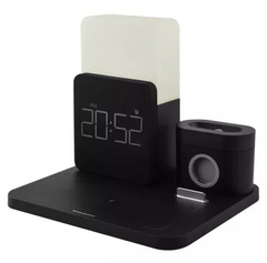 Беспроводное зарядное устройство 3 в 1 With Alarm Clock 15W Black купить