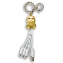 Кабель ASH Happy 3 in 1 USB (Micro-USB+Lightning+Type-C) Lazybones Biege купити