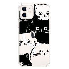 Чехол прозрачный Print Animals with MagSafe для iPhone 12 MINI Cats Black/White купить