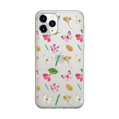 Чехол прозрачный Print Butterfly для iPhone 11 PRO MAX Pink/White купить