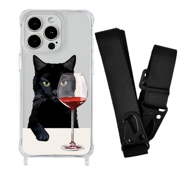 Чохол прозорий з ремінцем Print Mood swings для iPhone 15 Plus Cat Wine/Black - ash-mobile.com.ua - фото 1