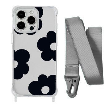 Чохол прозорий з ремінцем Print Flower Color для iPhone X | XS Black/Silver - ash-mobile.com.ua - фото 1