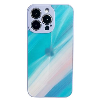 Чохол Glass Watercolor Case Logo new design для iPhone 12 Sea Blue - ash-mobile.com.ua - фото 1