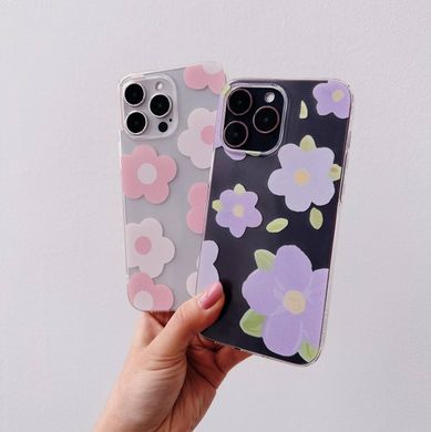 Чохол прозорий Print Flower Color для iPhone 7 | 8 | SE 2 | SE 3 Purple купити
