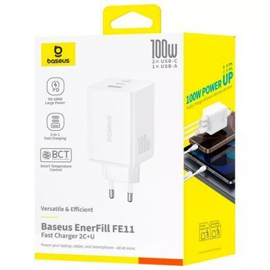 МЗП Baseus EnerFill FE11 Fast Charger 100W ( 2Type-C+USB ) Black - ash-mobile.com.ua - фото 2