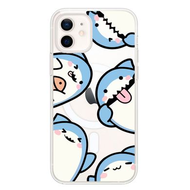 Чохол прозорий Print Shark with MagSafe для iPhone 12 MINI Shark More купити