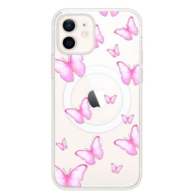 Чохол прозорий Print Butterfly with MagSafe для iPhone 12 MINI Light Pink купити