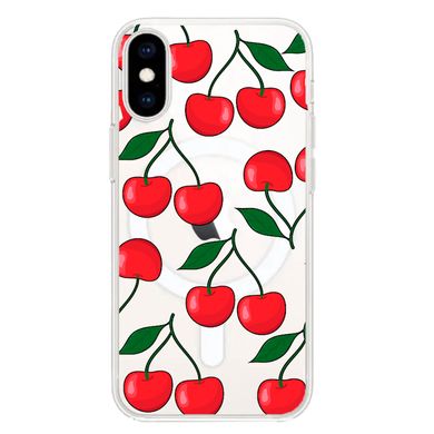 Чехол прозрачный Print Cherry Land with MagSafe для iPhone XS MAX Big Cherry купить