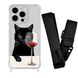 Чохол прозорий з ремінцем Print Mood swings для iPhone 15 Plus Cat Wine/Black