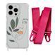 Чохол прозорий з ремінцем Print Leaves для iPhone 13 PRO MAX Face/Rose Red