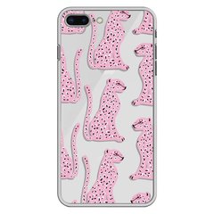 Чохол прозорий Print Meow для iPhone 7 Plus | 8 Plus Leopard Pink купити