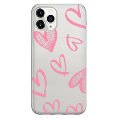 Чехол прозрачный Print Love Kiss для iPhone 11 PRO MAX Heart Pink купить