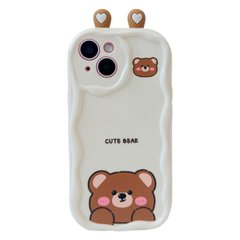 Чехол 3D Cute Bear Case для iPhone 15 Biege