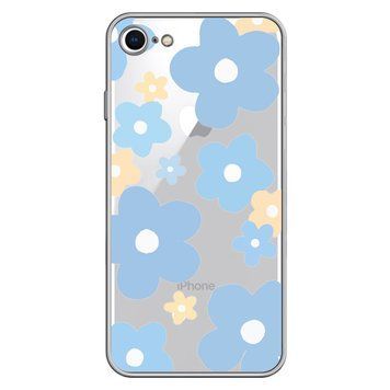 Чохол прозорий Print Flower Color для iPhone 7 | 8 | SE 2 | SE 3 Blue - ash-mobile.com.ua - фото 1