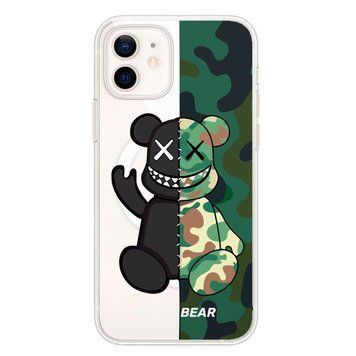 Чохол прозорий Print Robot Bear with MagSafe для iPhone 12 | 12 PRO Green - ash-mobile.com.ua - фото 1