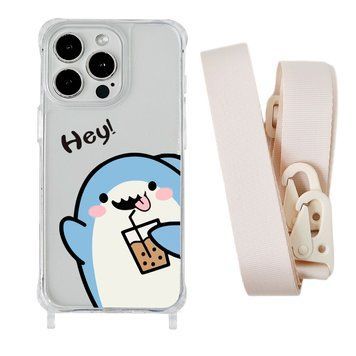 Чехол прозрачный с ремешком Print Shark для iPhone 17 Air Shark Cocktail/Antique White