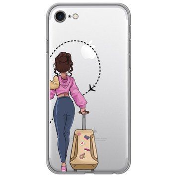 Чохол прозорий Print Adventure Girls для iPhone 7 | 8 | SE 2 | SE 3 Beige Bag - ash-mobile.com.ua - фото 1