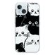 Чехол прозрачный Print Animals with MagSafe для iPhone 13 Cats Black/White