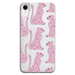 Чохол прозорий Print Meow для iPhone XR Leopard Pink купити