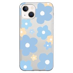 Чехол прозрачный Print Flower Color для iPhone 13 MINI Blue