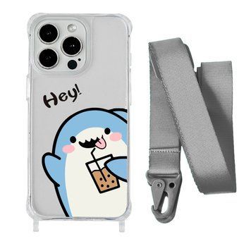 Чехол прозрачный с ремешком Print Shark для iPhone 17 Air Shark Cocktail/Silver