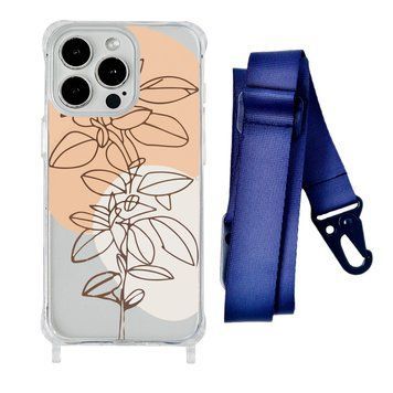 Чохол прозорий з ремінцем Print Leaves для iPhone 12 PRO MAX Flowerpot/Midnight Blue - ash-mobile.com.ua - фото 1