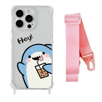 Чохол прозорий з ремінцем Print Shark для iPhone 13 PRO MAX Shark Cocktail/Pink - ash-mobile.com.ua - фото 1