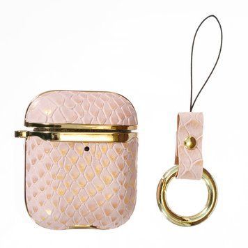 Чехол ONEGIF Leather Snake Case для AirPods 1 | 2 Pink - ash-mobile.com.ua - фото 1