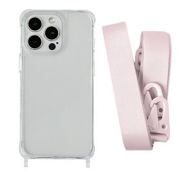 Чохол прозорий з ремінцем для iPhone 18 PRO MAX Pink Sand