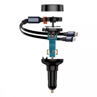 Автомобильное ЗУ Baseus Enjoyment Pro 60W (USB) + Retractable Type-C+Lightning Cables Black - ash-mobile.com.ua - фото 4