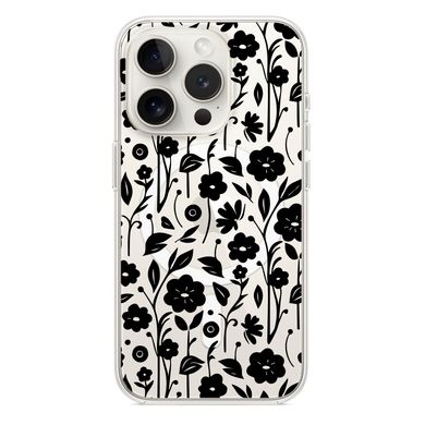 Чехол прозрачный Print Flower with MagSafe для iPhone 13 PRO Floral Black - ash-mobile.com.ua - фото 1