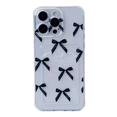 Чехол прозрачный с карманом ASH PRINT для iPhone 12 MINI Bow Black - ash-mobile.com.ua - фото 1