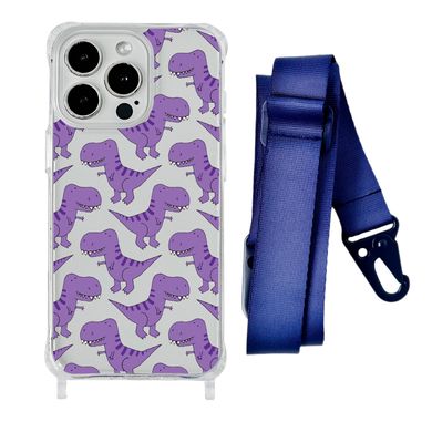 Чохол прозорий з ремінцем Print Dinosaur для iPhone XR Dinosaur/Midnight Blue - ash-mobile.com.ua - фото 1