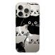 Чохол прозорий Print Animals with MagSafe для iPhone 16e | 17e Cats Black/White - ash-mobile.com.ua - фото 1