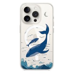 Чехол прозрачный Print Animal Blue with MagSafe для iPhone 14 PRO Whale