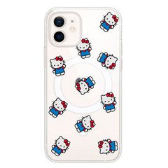 Чехол прозрачный Print Hello Kitty with MagSafe для iPhone 12 | 12 PRO Whole Blue купить
