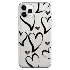 Чехол прозрачный Print Love Kiss для iPhone 11 PRO MAX Heart Black купить
