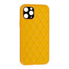 Чохол Leather Case QUILTED+CAMERA для iPhone 12 PRO Yellow купити
