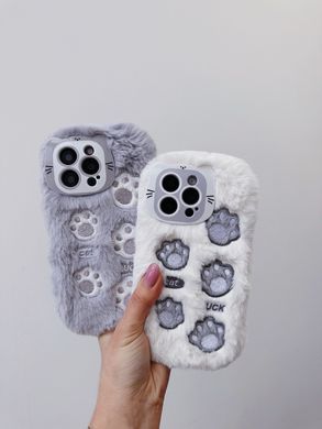 Чохол Fluffy Cute Case для iPhone 12 Paw Grey - ash-mobile.com.ua - фото 4