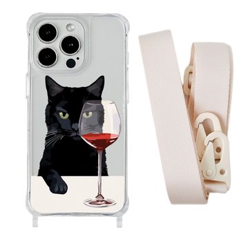 Чехол прозрачный с ремешком Print Mood swings для iPhone 13 PRO MAX Cat Wine/Antique White - ash-mobile.com.ua - фото 1